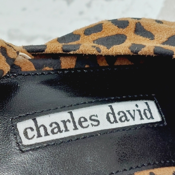 NEW Charles David Vinnie Leopard Print High Heeled Buckle Sling Back Sandal M915 - Picture 9 of 13